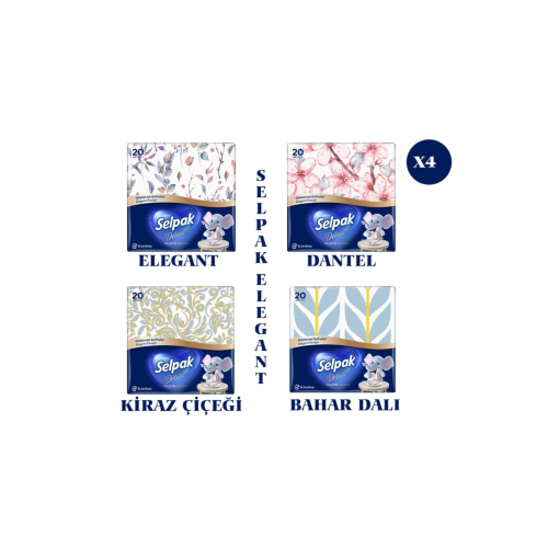Deluxe Elegant Design Desenli Peçete 4 Paket Deluxe Elegant Design Desenli Peçete 4 Paket