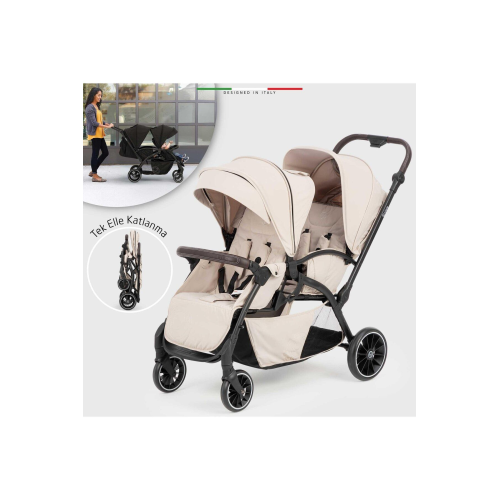 Due Arka Arkaya İkiz Bebek Arabası Vizon Due Arka Arkaya İkiz Bebek Arabası Vizon