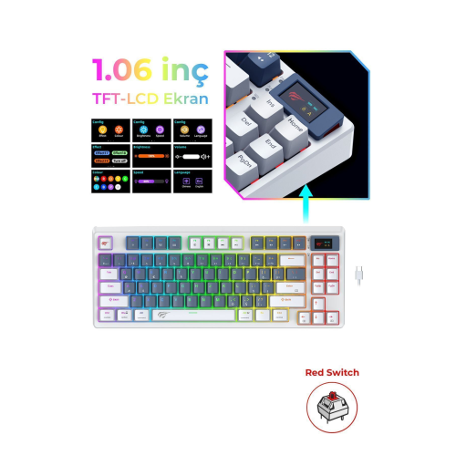Gamenote Kb884L Rgb Mekanik Türkçe Klavye 1.06inç Tft-lcd Ekran - Red Switch Gamenote Kb884L Rgb Mekanik Türkçe Klavye 1.06inç Tft-lcd Ekran - Red Switch