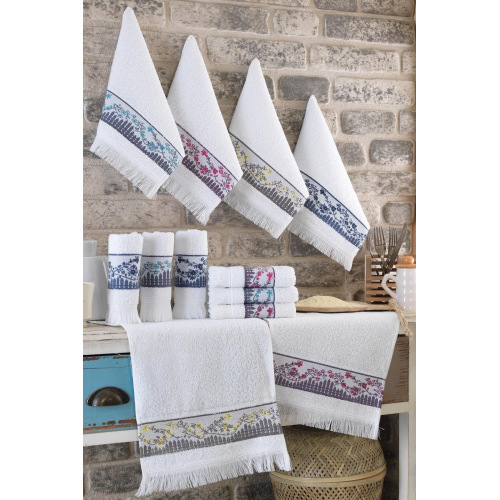 Garden Çiçek Nakışlı 12'li 30x50 Cm El Ve Yüz Havlu Seti Mutfak Havlusu Garden Çiçek Nakışlı 12'li 30x50 Cm El Ve Yüz Havlu Seti Mutfak Havlusu
