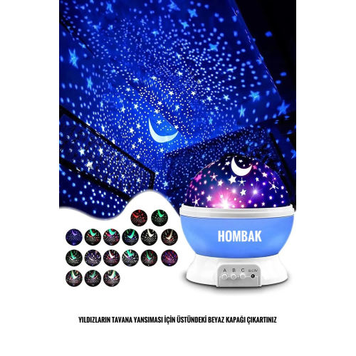 Gece Lambası Tavana Işık Yansıtan Dönen Yıldız Ay Projeksiyon Çocuk ve Genç Odası Lamba Işık Küresi Gece Lambası Tavana Işık Yansıtan Dönen Yıldız Ay Projeksiyon Çocuk ve Genç Odası Lamba Işık Küresi