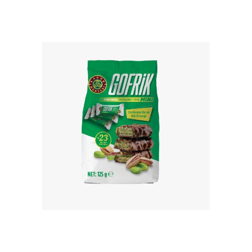 Gofrik Fıstık Parçacıklı Sütlü Mini Gofret 125gr Gofrik Fıstık Parçacıklı Sütlü Mini Gofret 125gr