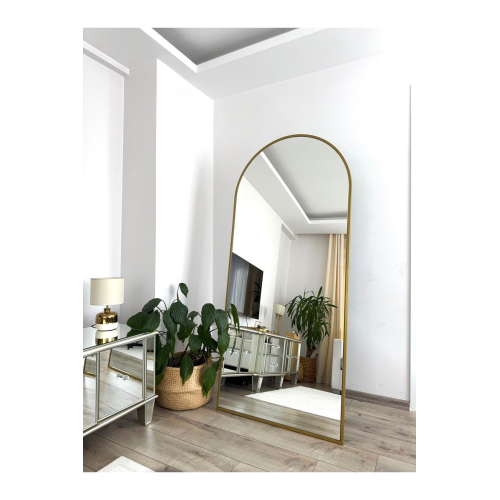 Gold Metal Çerçeveli 180x80 Cm Oval Ayaklı Boy Aynası