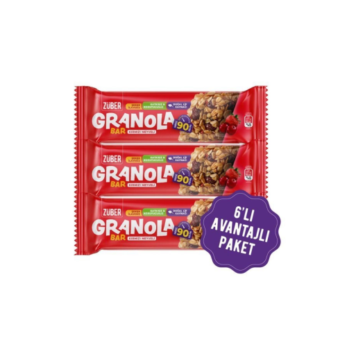 Granola Bar Kırmızı Meyveli 25g x 6 Adet
