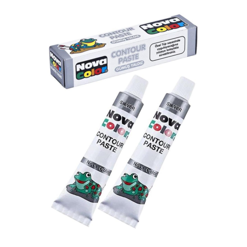 Gümüş Gri Kontür Boyası 25 ml 2 Adet Cam Vitray Boyası Kontur Silver Vitray Çalışması Gümüş Gri Kontür Boyası 25 ml 2 Adet Cam Vitray Boyası Kontur Silver Vitray Çalışması