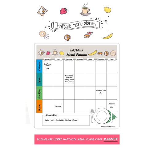 Haftalık Menü Planlayıcı Magnet Mıknatıslı Yazı Tahtası Buzdolabı Magneti Pano 30x30 Cm Kalem Haftalık Menü Planlayıcı Magnet Mıknatıslı Yazı Tahtası Buzdolabı Magneti Pano 30x30 Cm Kalem
