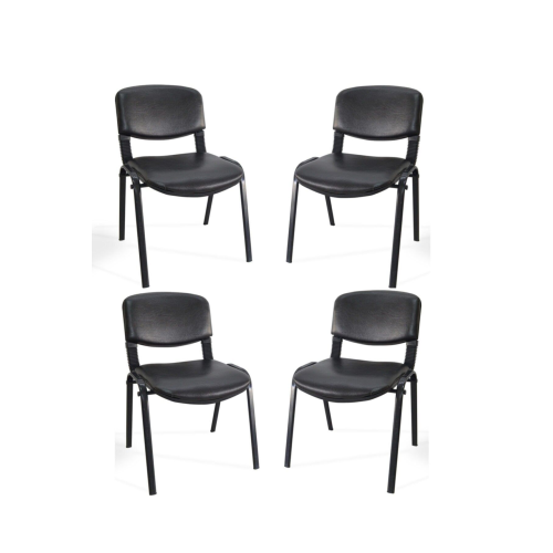 I Office Furniture & Desing Siyah Ofis Büro Bekleme Misafir Form Koltuğu Sandalyesi 4lü 008
