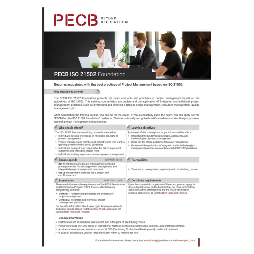 ISO 21502 Project Management – Managing complex defence projects-Foundation Level ISO 21502 Project Management – Managing complex defence projects-Foundation Level