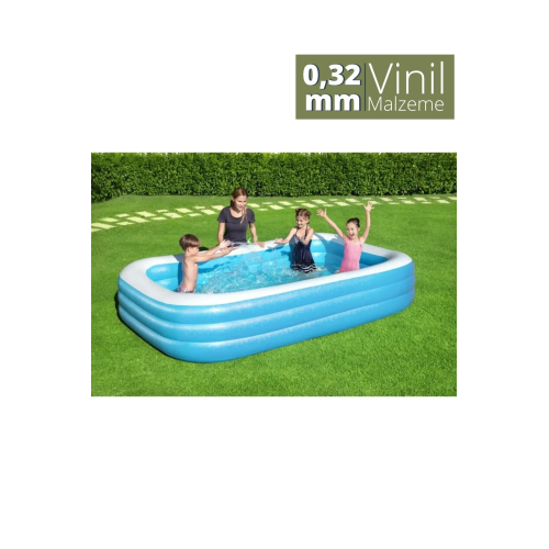 Jumbo Boy Deluxe Dikdörtgen Şişme Aile Havuzu -54009 305x183x56cm