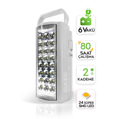 Kamp Lambası 6v Akülü 80 Saat - 3gün Aydınlatma 24 Smd Led Işıldak Lamba 220v Şarj Kamp Lambası 6v Akülü 80 Saat - 3gün Aydınlatma 24 Smd Led Işıldak Lamba 220v Şarj