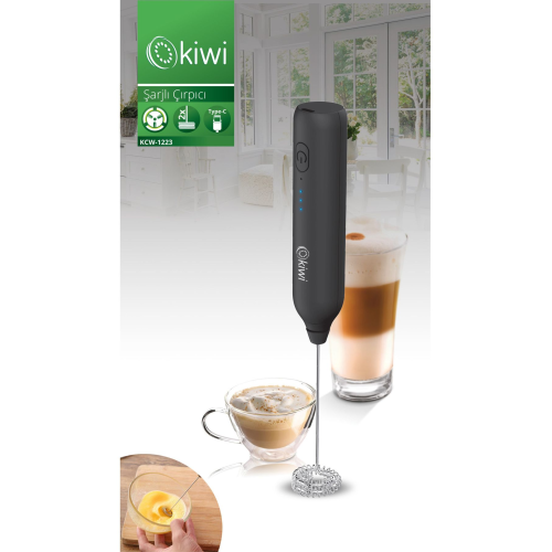 Kcw-1223 Pratik Usb Şarjlı Süt Ve Kahve Köpürtücü Hız Ayarlı Siyah Kcw-1223 Pratik Usb Şarjlı Süt Ve Kahve Köpürtücü Hız Ayarlı Siyah