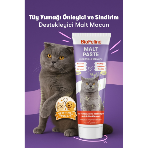 Kediler İçin Tüy Yumağı Önleyici ve Sindirim Destekleyici Malt Macunu 100g