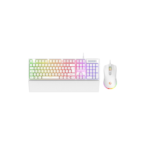 KM-RX7 FORTUNA V2 Gökkuşağı Aydınlatmalı USB BEYAZ Gaming Combo Q Gaming Klavye + 12800 dpi