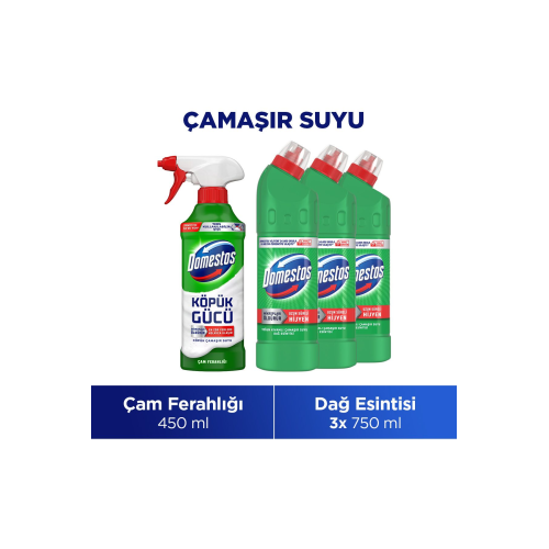 Köpük Çamaşır Suyu Çam Ferahlığı 450 ml X1 Çamaşır Suyu Dağ Esintisi 750 ml X3