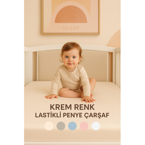 Krem Bebek Lastikli Çarşaf %100 Pamuklu Penye Park Yatak | 60x120 | 70x110 | 70x120 | 70x130| 70x140