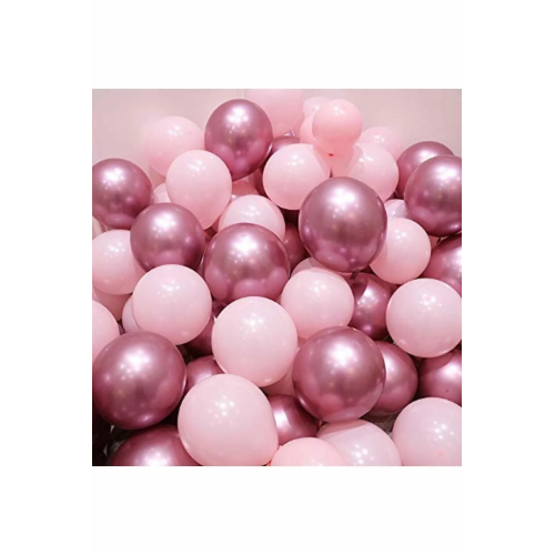 Krom Pembe Ve Makaron (pastel) Pembe Renk 15 Li Balon Krom Pembe Ve Makaron (pastel) Pembe Renk 15 Li Balon