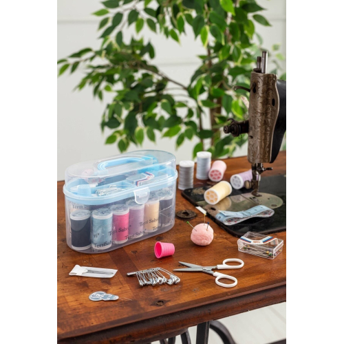 Kullanışlı Plastik Oval Kutu Dikiş Seti Kullanışlı Plastik Oval Kutu Dikiş Seti