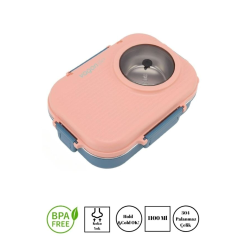Lattice Design Lunch Box Tek Katlı – Çorba Kaseli - Paslanmaz Çelik Sefer Tası – 1100 ml
