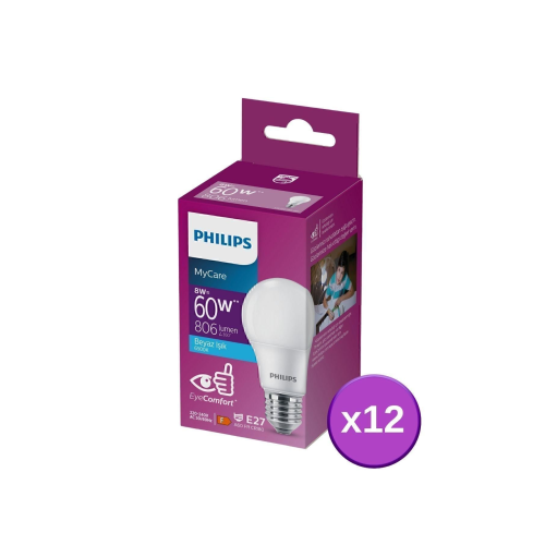 Led 8-60w Ampul 6500k Beyaz Işık 12li- Led Ampül- Enerji Tasarruflu Ampül