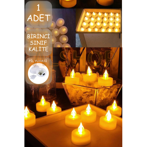 Led Mum 1 Adet Ledli Mum Model Işıklı Tealight Mum Piller Dahil Led Mum 1 Adet Ledli Mum Model Işıklı Tealight Mum Piller Dahil
