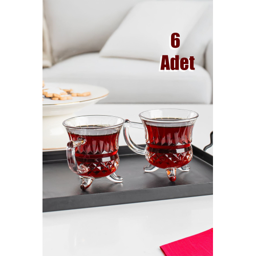 Loretta Cam 6'lı Çay Kahve Meşrubat Bardağı Çay Bardağı Mug Fincan Seti Ayaklı 100 ml Loretta Cam 6'lı Çay Kahve Meşrubat Bardağı Çay Bardağı Mug Fincan Seti Ayaklı 100 ml