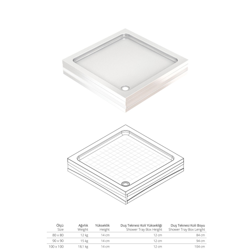 Magna Kare 80 X 80 Duş Teknesi Magna Kare 80 X 80 Duş Teknesi