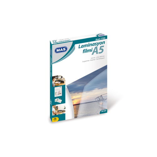 Mas Laminasyon Filmi Parlak A5 125 Mıc 100 Lü 7705 (EBAT:A4 ‘ÜN YARISIDIR) Mas Laminasyon Filmi Parlak A5 125 Mıc 100 Lü 7705 (EBAT:A4 ‘ÜN YARISIDIR)