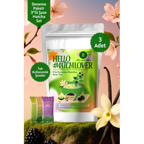 Matcha Deneme Seti 3'lü - Saf, Vanilya, Böğürtlen Aromalı Deneme Matcha Seti 3x3 gr Matcha Deneme Seti 3'lü - Saf, Vanilya, Böğürtlen Aromalı Deneme Matcha Seti 3x3 gr