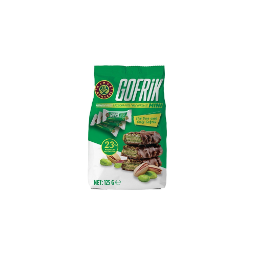 Mini Gofrik Antep Fıstıklı Poşet Çikolata 125 gr Mini Gofrik Antep Fıstıklı Poşet Çikolata 125 gr