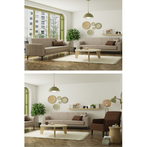 Mitra 3+3+1 Salon&oturma Odası Koltuk Takımı - Krem&Kahve