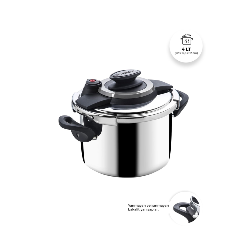 Montana Siyah Gri Düdüklü Tencere 4 Litre Montana Siyah Gri Düdüklü Tencere 4 Litre