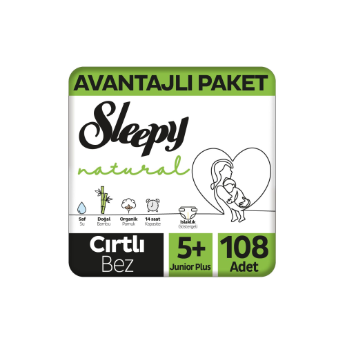 Natural Avantajlı Paket Bebek Bezi 5+ Numara Junior Plus 108 Adet Natural Avantajlı Paket Bebek Bezi 5+ Numara Junior Plus 108 Adet