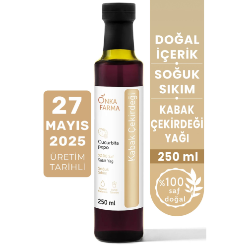 Onka Farma %100 Saf Kabak Çekirdeği Yağı - Soğuk Sıkım Kabak Çekirdeği Yağı - 250 ml Onka Farma %100 Saf Kabak Çekirdeği Yağı - Soğuk Sıkım Kabak Çekirdeği Yağı - 250 ml