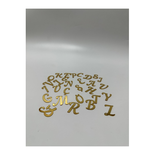 Pleksi Alfabe Harfler ( Tüm Alfabe ) Yapışkanlı Altın Renk 3 Cm