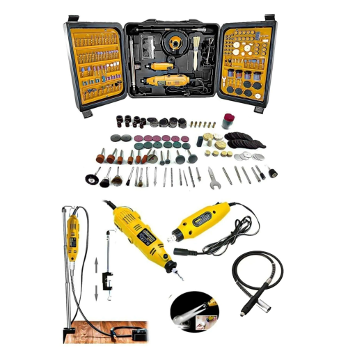 Pro Seri 350 Parça Çift Makinalı Çok Fonksiyonlu Gravür Oyma Dremel Taşlama Zımpara Kesme Set