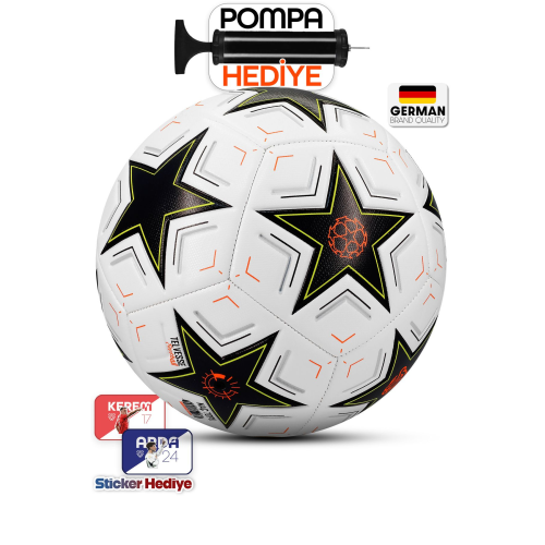 Profesyonel Futbol Topu 2025 Şampiyonlar Ligi Pompalı Sert Zemin Halı Saha Futbol Topu No:5 Siyah