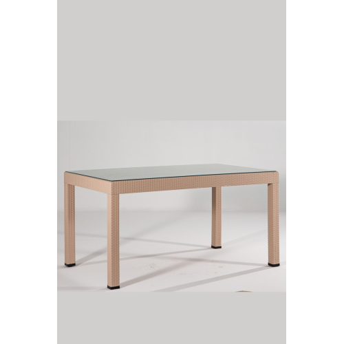 Rattan 90x150 Camlı Cappucino Masa - Bahçe&balkon&teras