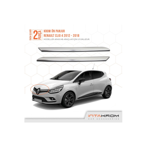 Renault Clio 4 Krom Ön Panjur 2 Parça - 2012-2018 Renault Clio 4 Krom Ön Panjur 2 Parça - 2012-2018