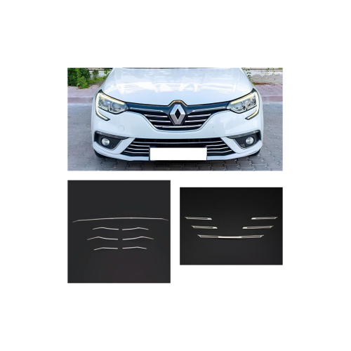 Renault Megane 4 Krom Ön Panjur Ve Ön Tampon Çıtası Set 2016-2020 Renault Megane 4 Krom Ön Panjur Ve Ön Tampon Çıtası Set 2016-2020
