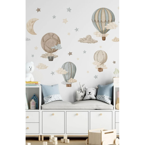 Retro Balonlar Bulutlar Çocuk Odası Duvar Sticker Seti Retro Balonlar Bulutlar Çocuk Odası Duvar Sticker Seti