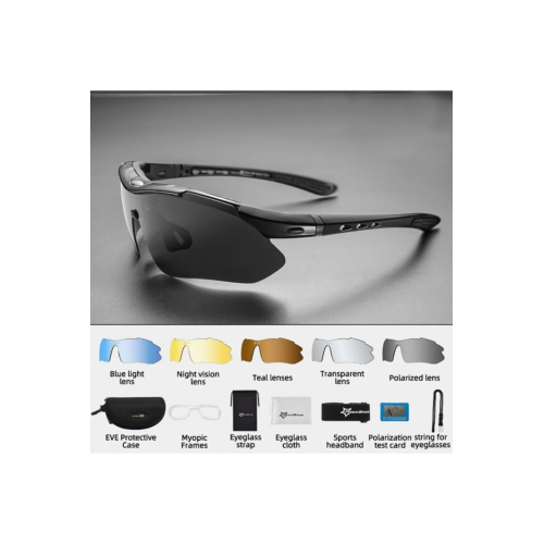 Rockbros Polarize Uv Korumalı Siyah 5 Lensli Bisiklet Gözlüğü Rockbros Polarize Uv Korumalı Siyah 5 Lensli Bisiklet Gözlüğü