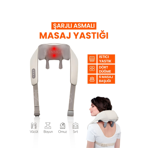 Şarjlı 2024 Yeni Nesil 8d Boyun Sırt Omuz Yoğurma Asmalı Masaj Yastığı Akupunktur Masajı