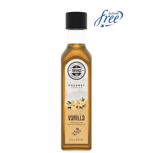 Şekersiz (SUGAR FREE) Vanilya Aromalı Kahve Şurubu Yeni Yüksek Aromalı Kalorisiz Formül 60ml