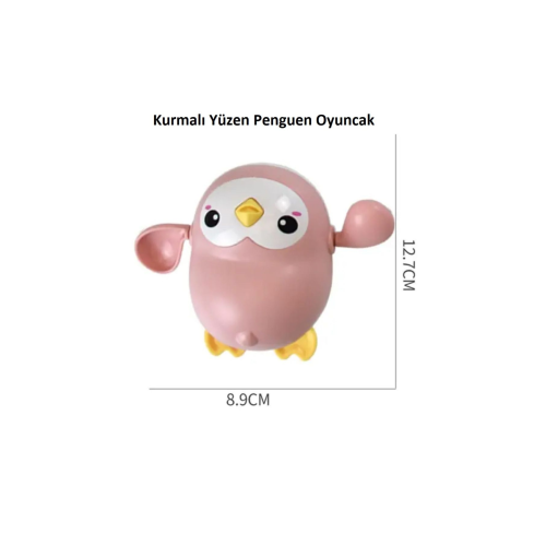 Sevimli Yüzen Pembe Penguen Oyuncak (KURMALI) (KÜVET-HAVUZ VE DENİZDE OYUN ARKADAŞI)