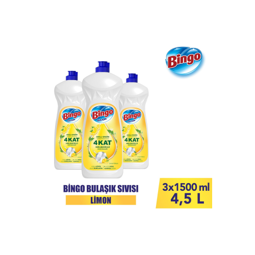 Sıvı Elde Bulaşık Deterjanı Limon 1500ml X 3 Adet Sıvı Elde Bulaşık Deterjanı Limon 1500ml X 3 Adet