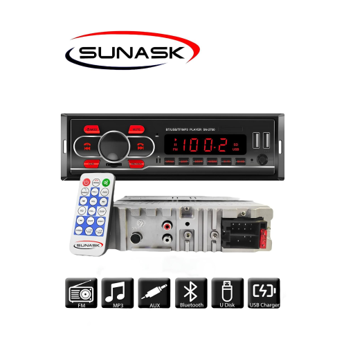 Sn-2700 Çift Usb Girişli Bluetooth Oto Teyp Araba Teybi Radyo Sd Aux Teyp Amfi Çıkışlı Kumandalı