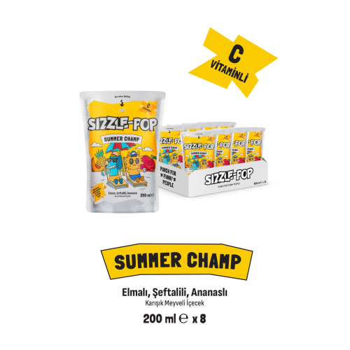 SUMMER CHAMP ŞEFTALİ ELMA ANANAS MEYVE SUYU 200 ML X 8 ADET SUMMER CHAMP ŞEFTALİ ELMA ANANAS MEYVE SUYU 200 ML X 8 ADET
