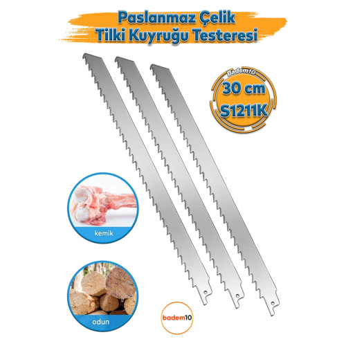 Tilki Kuyruğu Et Kemik Kesme 3'lü Testeresi Çelik Bıçak Buz Kesme Bıçağı Ağzı Ucu 30 cm Tilki Kuyruğu Et Kemik Kesme 3'lü Testeresi Çelik Bıçak Buz Kesme Bıçağı Ağzı Ucu 30 cm