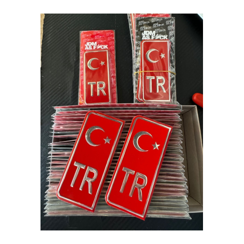 TR Plaka Arması Kırmızı 2’li Damla Etiket Sticker +AA KALİTE TR Plaka Arması Kırmızı 2’li Damla Etiket Sticker +AA KALİTE