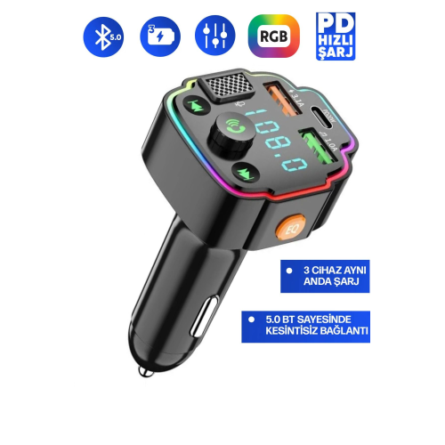 Transmitter Bluetooth FM Araç Kiti Kolay Bağlantı Araba Müzik Mp3 Çalar Oto Çakmaklık Hızlı Şarj Transmitter Bluetooth FM Araç Kiti Kolay Bağlantı Araba Müzik Mp3 Çalar Oto Çakmaklık Hızlı Şarj